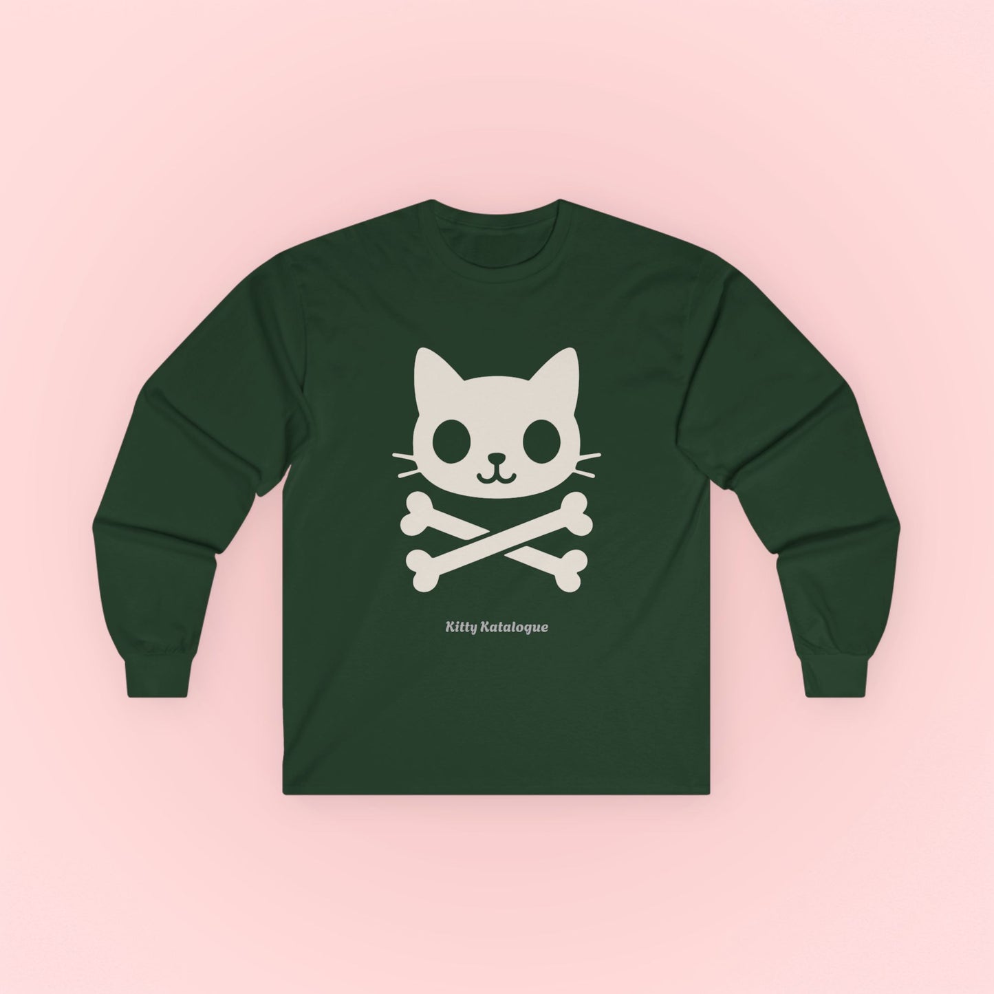 Skull Kitty Long Sleeve Tee - Unisex Cotton Shirt