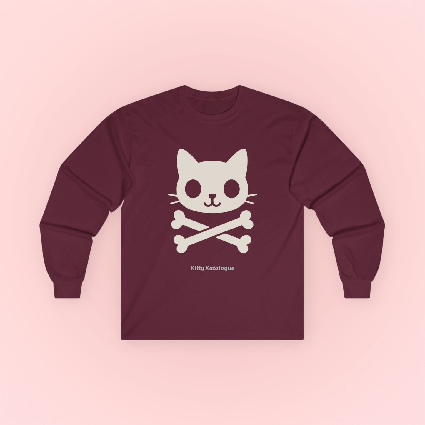 Skull Kitty Long Sleeve Tee - Unisex Cotton Shirt