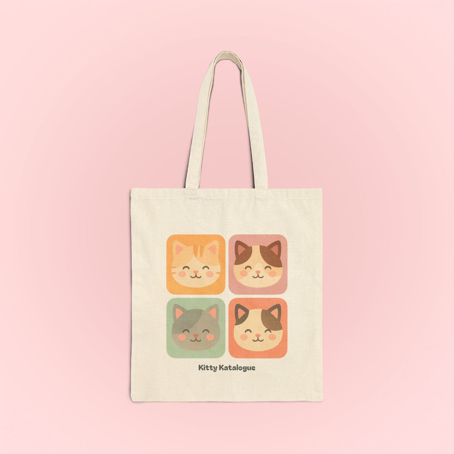 Cotton Canvas Tote Bag - 4 Cat Bag Design