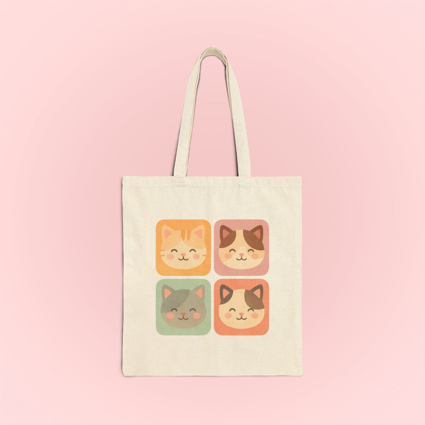 Cotton Canvas Tote Bag - 4 Cat Bag Design