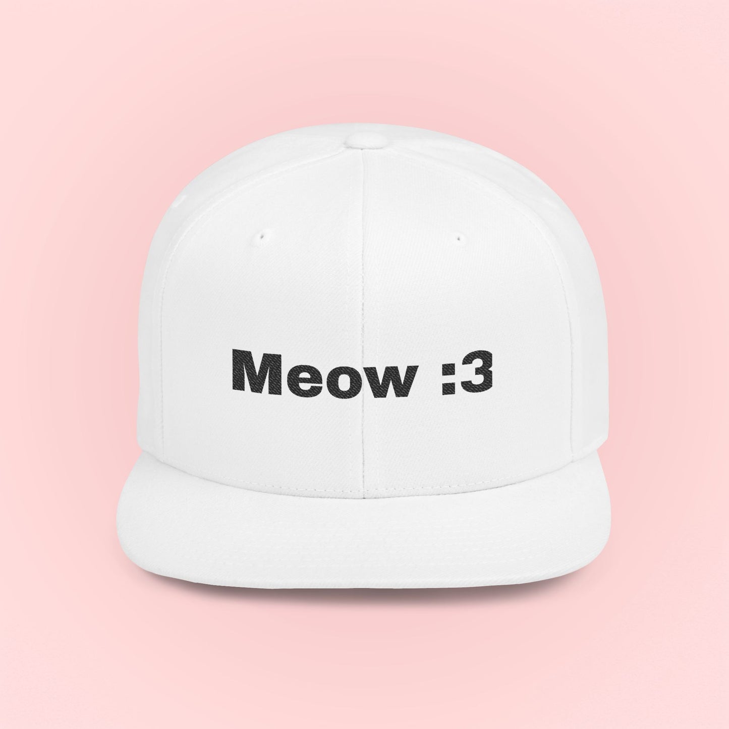 Snapback Cap with 'Meow :3' Text Design