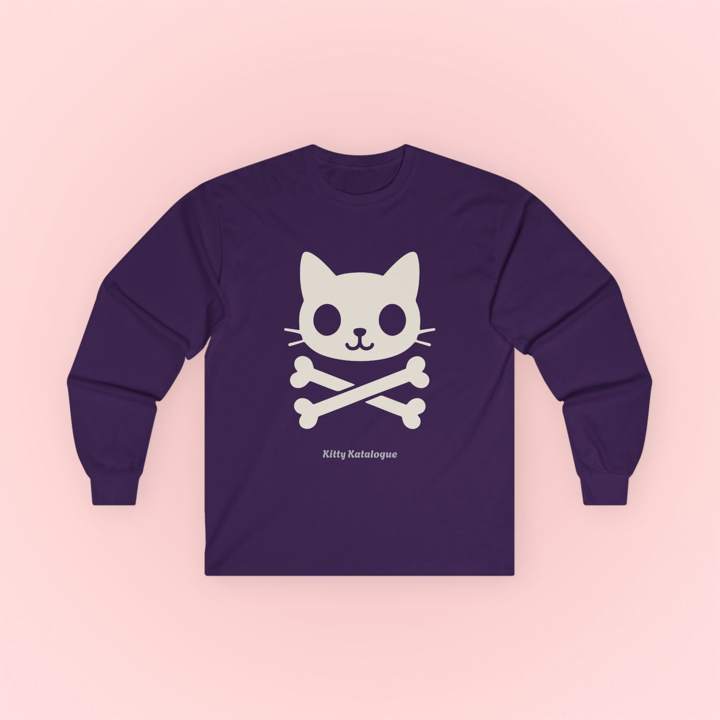 Skull Kitty Long Sleeve Tee - Unisex Cotton Shirt